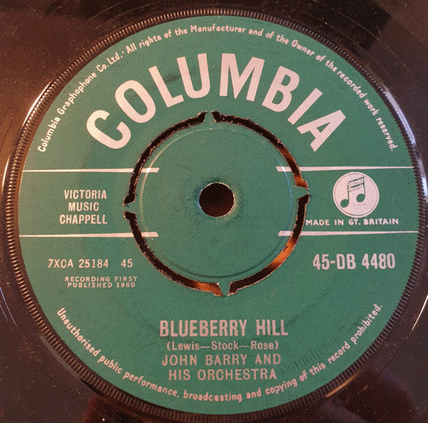 John Barry & His Orchestra : Blueberry Hill (7", Single)