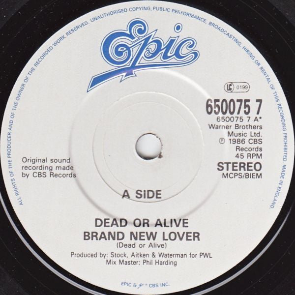 Dead Or Alive : Brand New Lover (7", Single)