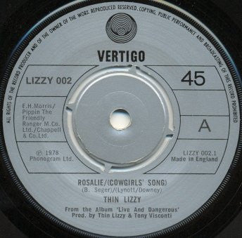 Thin Lizzy : Rosalie/(Cowgirl's Song) (7", Single, Pap)