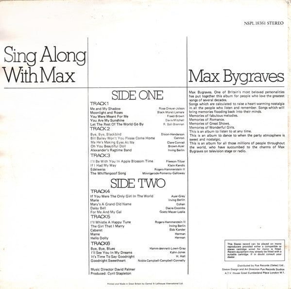 Max Bygraves : Sing Along With Max (LP, Album)