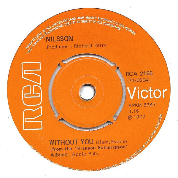 Harry Nilsson : Without You (7", Single, Pus)