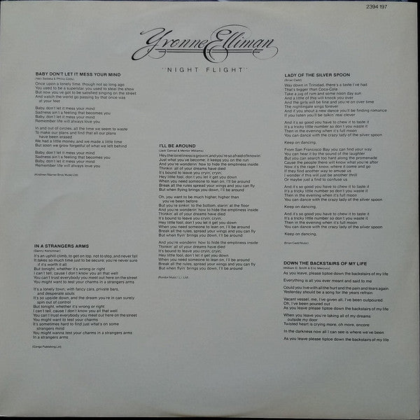 Yvonne Elliman : Night Flight (LP, Album)