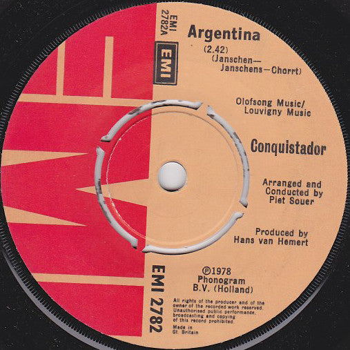 Conquistador : Argentina (7", Single)