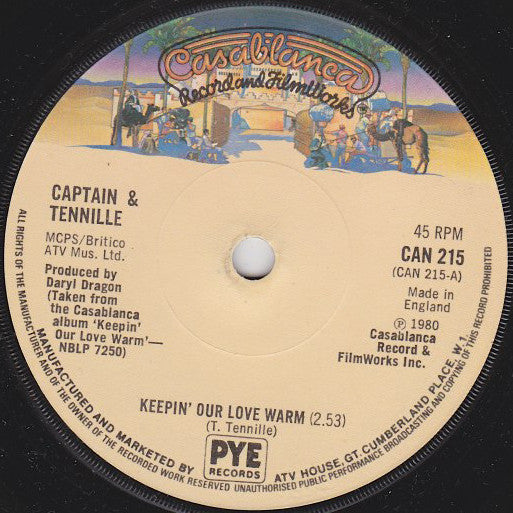 Captain And Tennille : Keepin' Our Love Warm (7", Single)