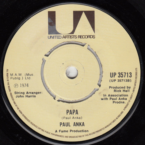 Paul Anka : (You're) Having My Baby (7", Single)