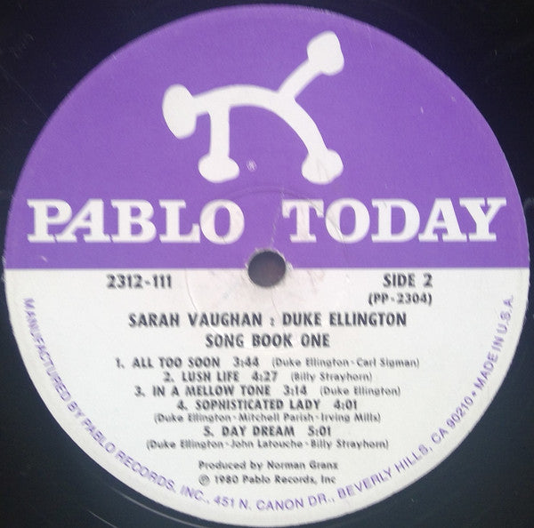 Sarah Vaughan : Duke Ellington : Song Book One (LP, Album)