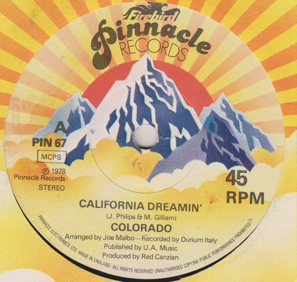 Colorado (2) : California Dreamin' (7", Single, Sol)