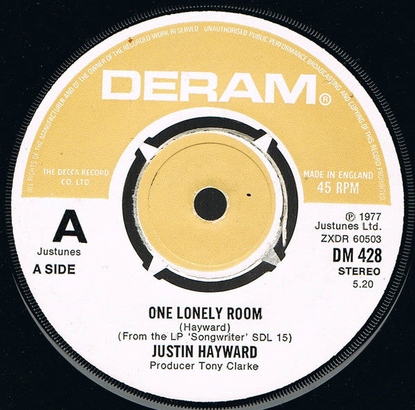 Justin Hayward : One Lonely Room (7")