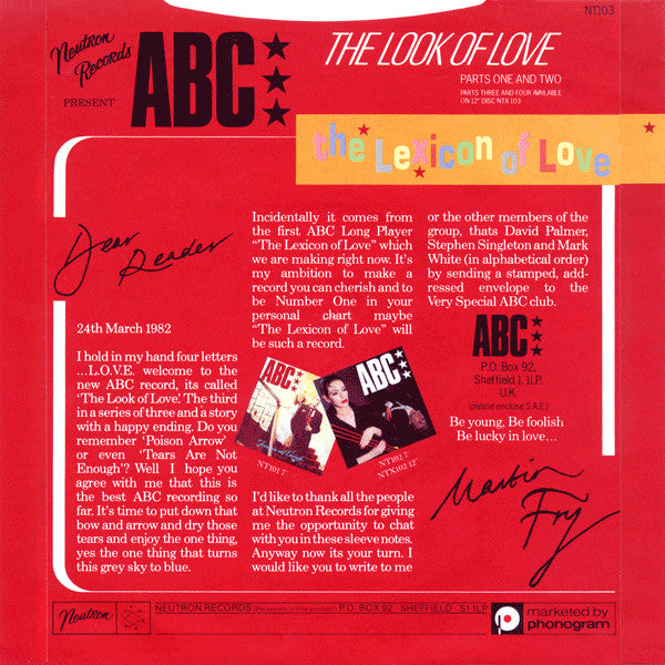 ABC : The Look Of Love (Parts One And Two) (7", Single, Red)