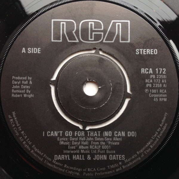 Daryl Hall & John Oates : I Can't Go For That (No Can Do) (7", Single, Kno)