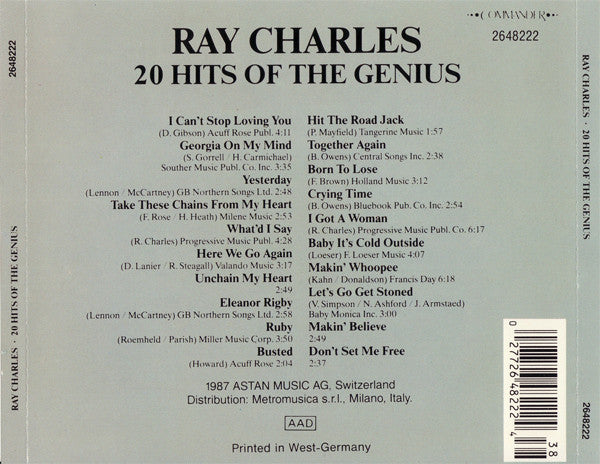 Ray Charles : 20 Hits Of The Genius - Greatest Hits (CD, Comp)