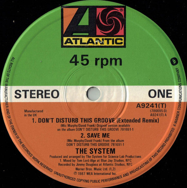 The System : Don't Disturb This Groove (Extended Remix) (12")
