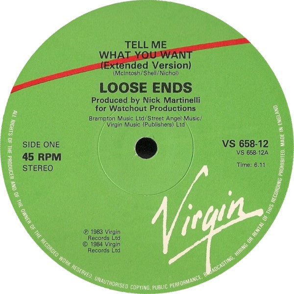 Loose Ends : Tell Me What You Want (12", Single)