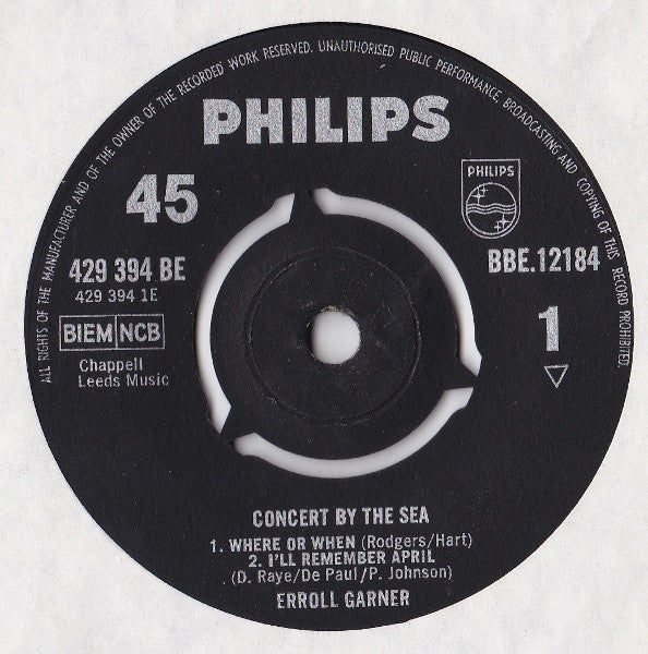 Erroll Garner : Concert By The Sea (7", EP)