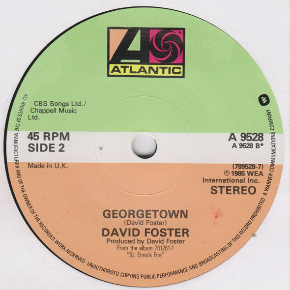 David Foster : Love Theme From St. Elmo's Fire (7", Single)