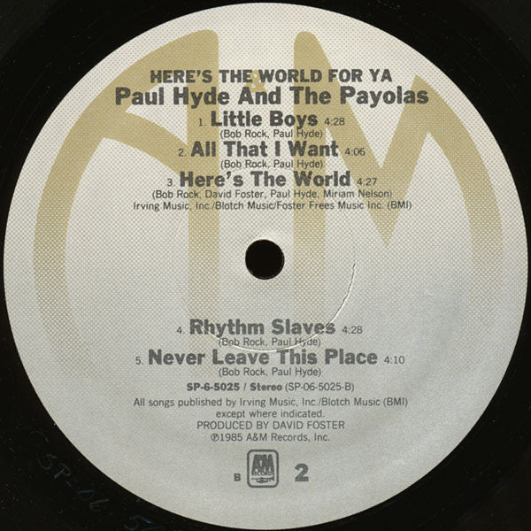 Paul Hyde And Payola$ : Here's The World For Ya (LP, Album)