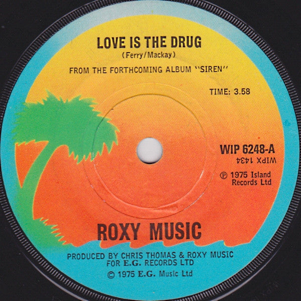 Roxy Music : Love Is The Drug (7", Single, Sol)