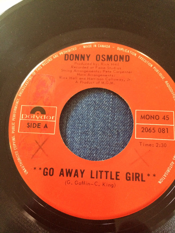 Donny Osmond : Go Away Little Girl (7", Mono)