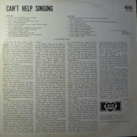 Deanna Durbin : Can't Help Singing (LP, Comp, Mono)