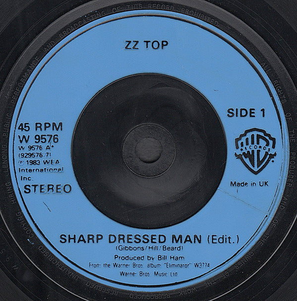 ZZ Top : Sharp Dressed Man (7", Single, Blu)
