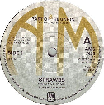 Strawbs : Part Of The Union (7")