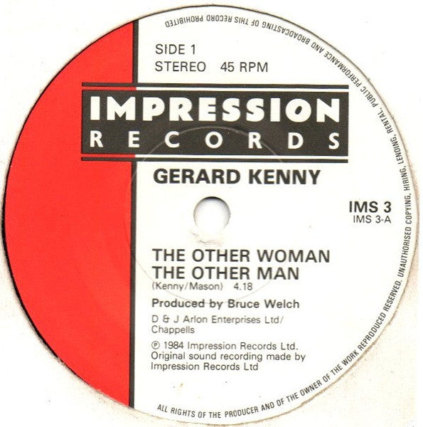Gerard Kenny : The Other Woman The Other Man (7", Single)