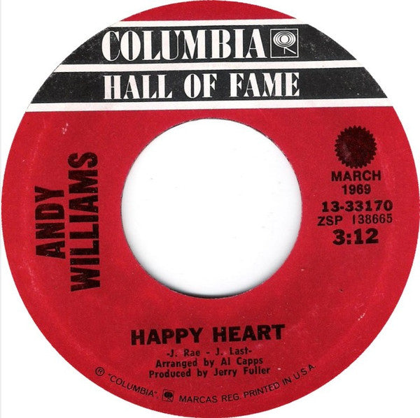 Andy Williams : Happy Heart (7", Single, RE)