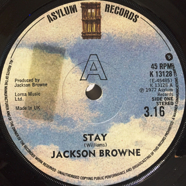 Jackson Browne : Stay (7", Single)