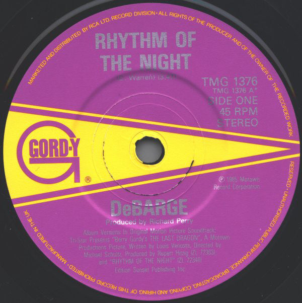 DeBarge : Rhythm Of The Night (7", Single)