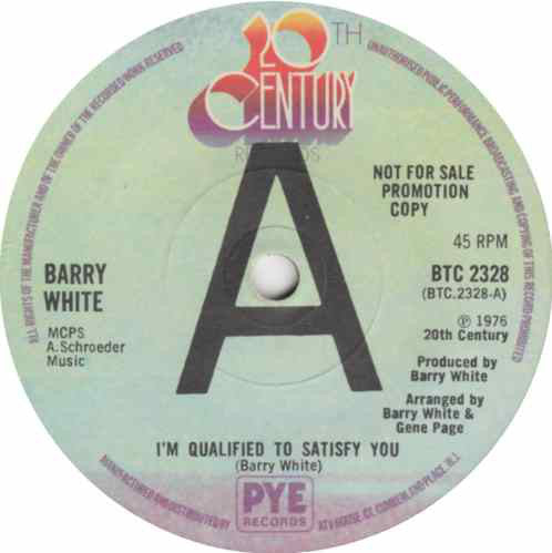 Barry White : I'm Qualified To Satisfy You (7", Single, Promo)