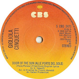 Gigliola Cinquetti : Door Of The Sun (Alle Porte Del Sole) (7", Single)