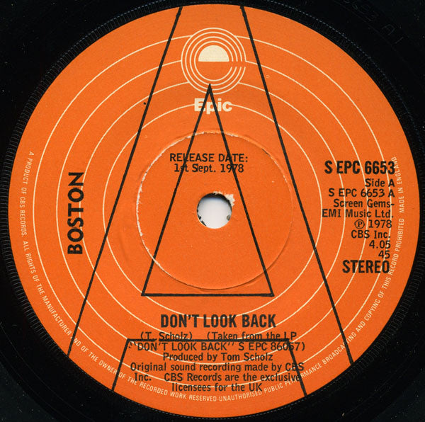 Boston : Don't Look Back (7", Single, Promo)