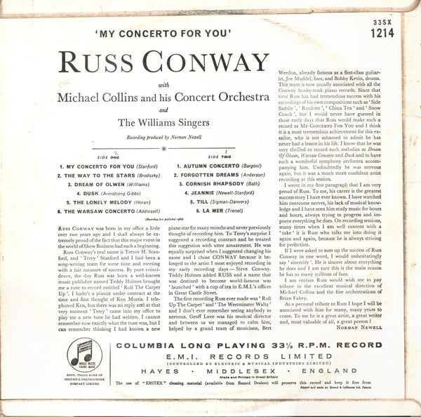Russ Conway : My Concerto For You (LP, Mono, RE, Bla)
