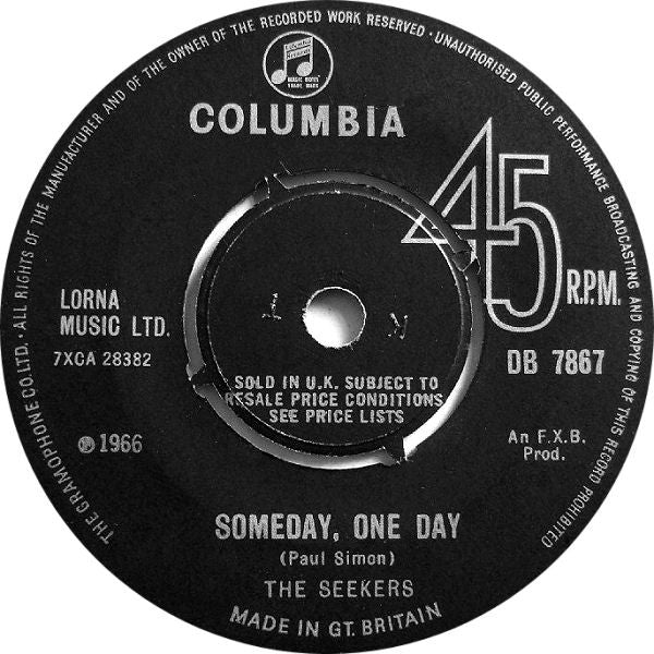 The Seekers : Someday, One Day (7", Single)