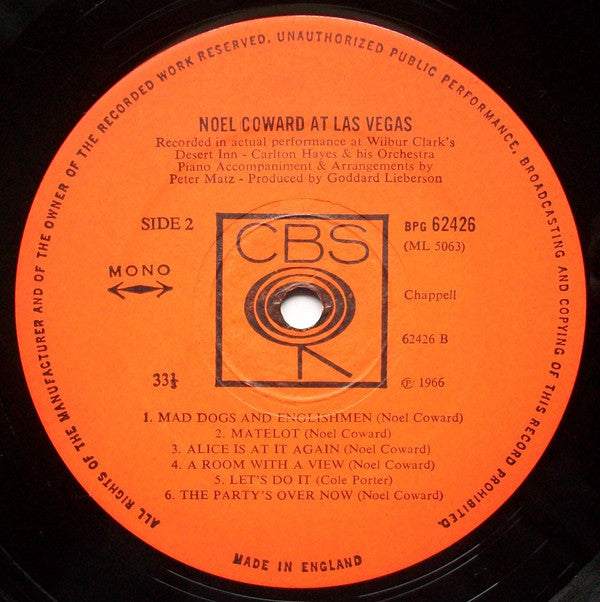 Noël Coward : At Las Vegas (LP, Mono)