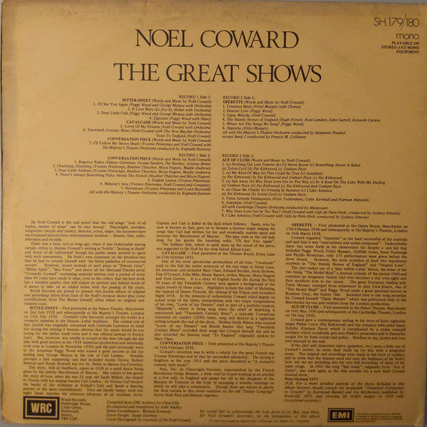 Noël Coward : The Great Shows (2xLP, Comp, Mono, RM)