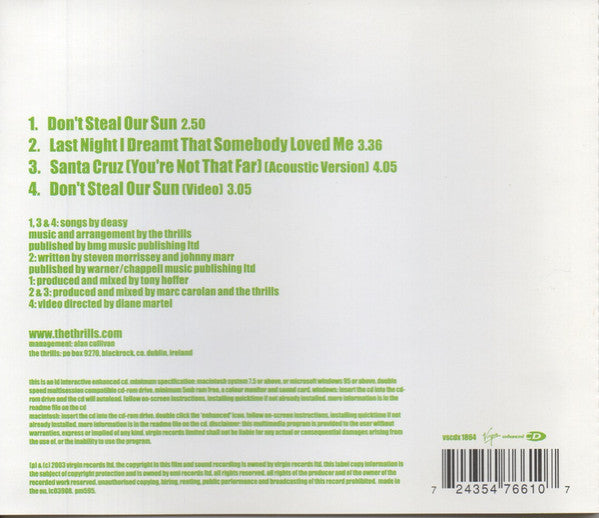 The Thrills : Don't Steal Our Sun (CD, Single, Enh, Ltd, Pos)