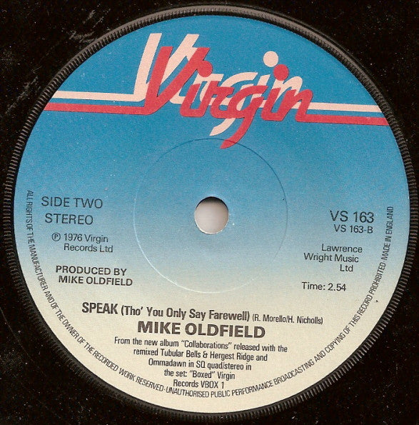 Mike Oldfield : Portsmouth (7", Single, Sol)