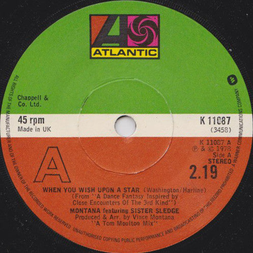 Montana Featuring Sister Sledge : When You Wish Upon A Star (7", Single)