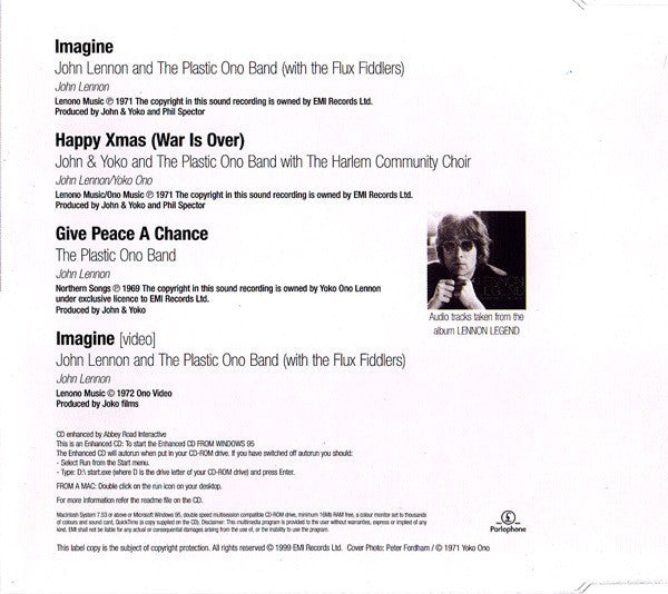 John Lennon : Imagine (CD, Single, Enh)