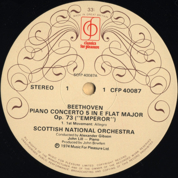 Ludwig van Beethoven, John Lill, Alexander Gibson, Royal Scottish National Orchestra : Piano Concerto No. 5 "Emperor" (LP)