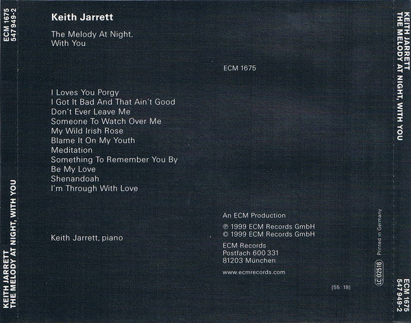 Keith Jarrett : The Melody At Night, With You (CD, Album)