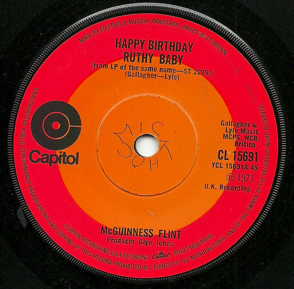McGuinness Flint : Happy Birthday Ruthy Baby (7", Single)