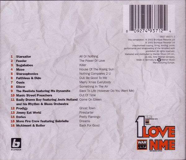 Various : NME In Association With War Child Presents 1 Love (CD, Album)