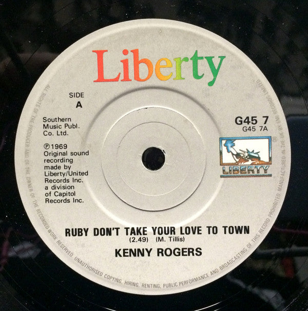 Kenny Rogers : Ruby Don't Take Your Love To Town / Lucille (7", Single)