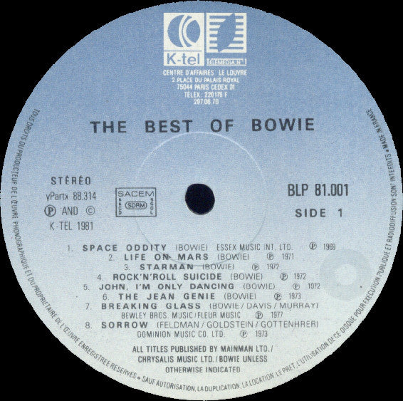 David Bowie : The Best Of Bowie (LP, Comp)