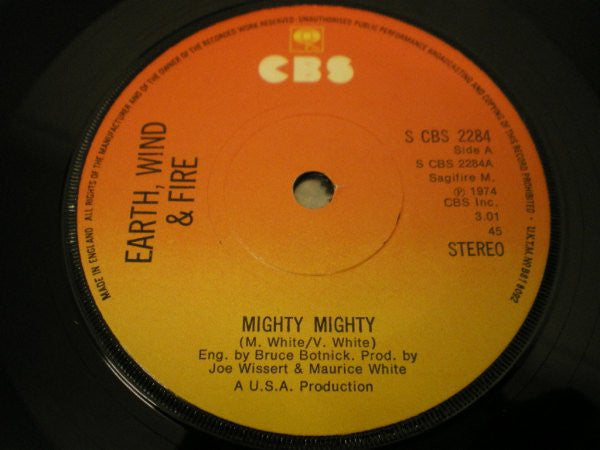 Earth, Wind & Fire : Mighty Mighty (7", Single)