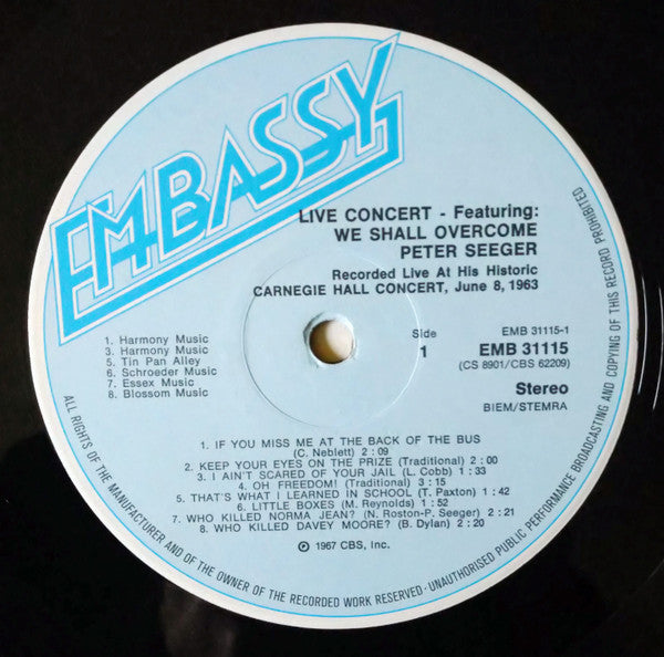Pete Seeger : Live Concert (LP, Blu)