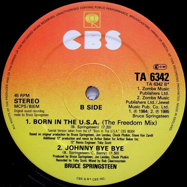 Bruce Springsteen : I'm On Fire / Born In The USA (12", Single, Sun)