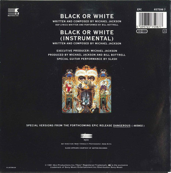 Michael Jackson : Black Or White (7", Single)
